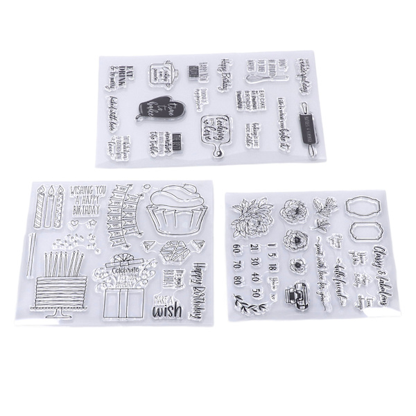 3 stk. gjennomsiktige frimerker DIY Scrapbook håndbok Album dekorative gjennomsiktige frimerker papirhåndverk håndlagde gaver