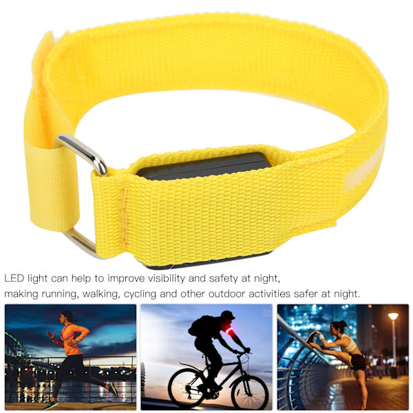 Outdoor Running LED käsivarsinauha säädettävä vilkkuva ranneke Pyöräily Valaiseva rannekoru keltainen