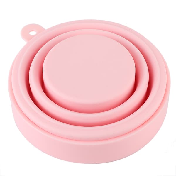 Bärbar hopfällbar vattenkopp i silikon, hopfällbar resemugg för utomhuscampingpicknick 230 ml rosa