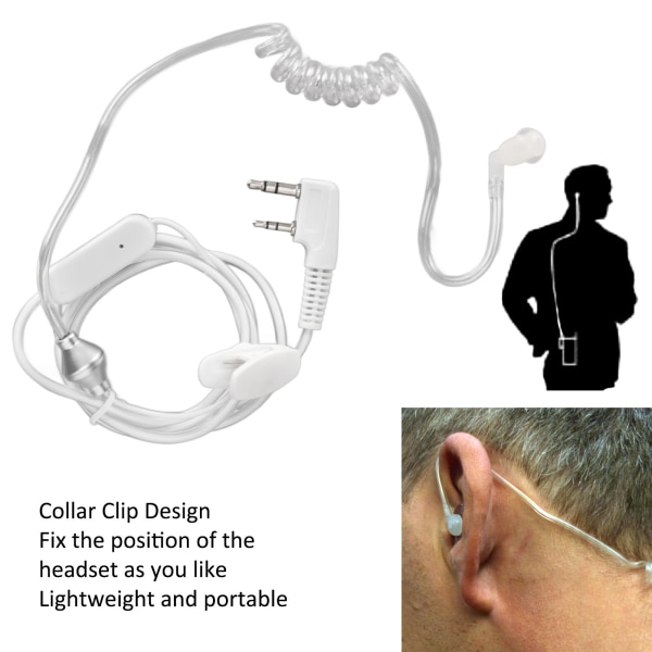 Akustisk rør hodesett 2 pins komfortabel klar spole 2 veis radio ørestykke for Baofeng UV5R BF480 V7 V8
