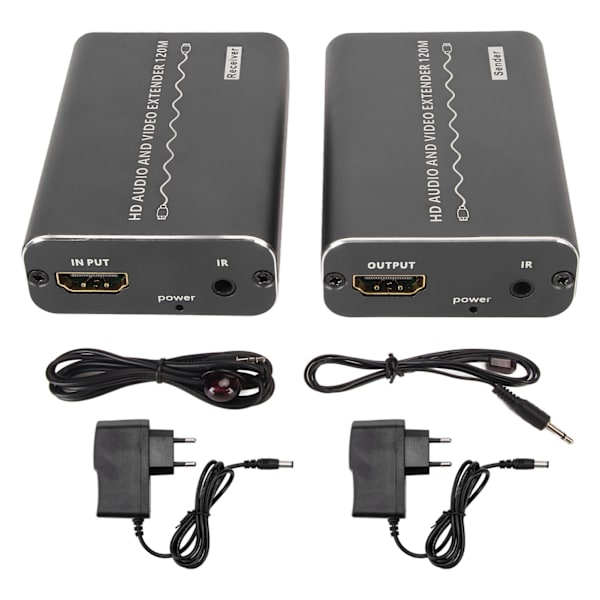 HD Multimedia Interface Extender över Cat6a upp till 1920x108P 60Hz 393ft med IR-fjärrkontroll HD Extender 100-240V EU-kontakt