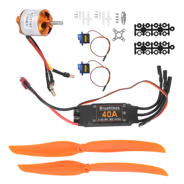 A2217 1100KV børsteløs motor 40A ESC SG90 9G Micro Servo 1060 Propell for RC Plane (1100KV Motor 40A ESC 9G Servo 1060 Propell)