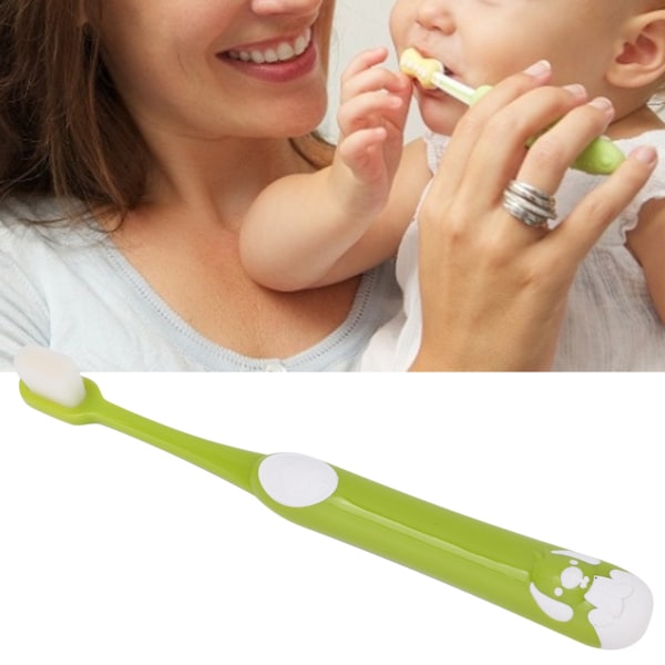 Børnetandbørste tegneserie Blød sikker silikone Baby Oral Dental Cleaner Tandbørste Grøn