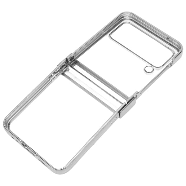 Vikbart telefonfodral Stötsäkert galvaniserat PC Klart bakre mode för Samsung Galaxy Z Flip 3 Silver