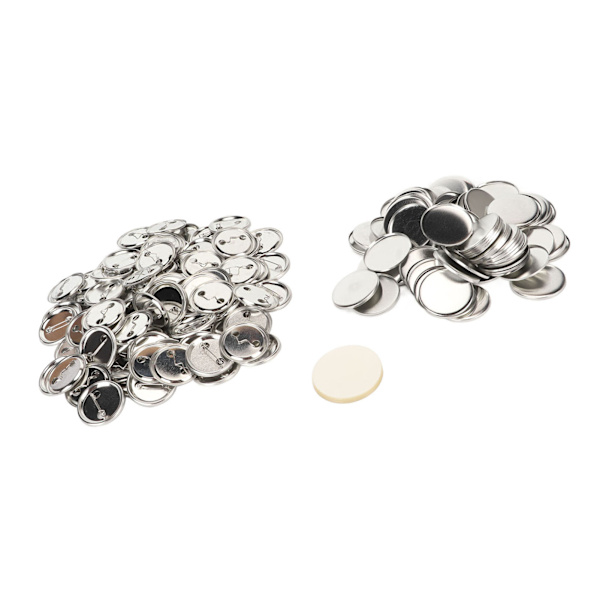 100 sæt pin tilbage knap dele Robust metal plast rustfri udjævning knap fremstilling forsyninger til badge DIY 44MM