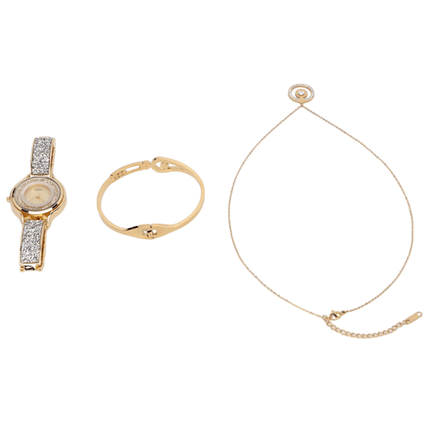 Watch för kvinnor Set vattentät gyllene watch Armband och halsband Set för bröllop Högtider Födelsedagar