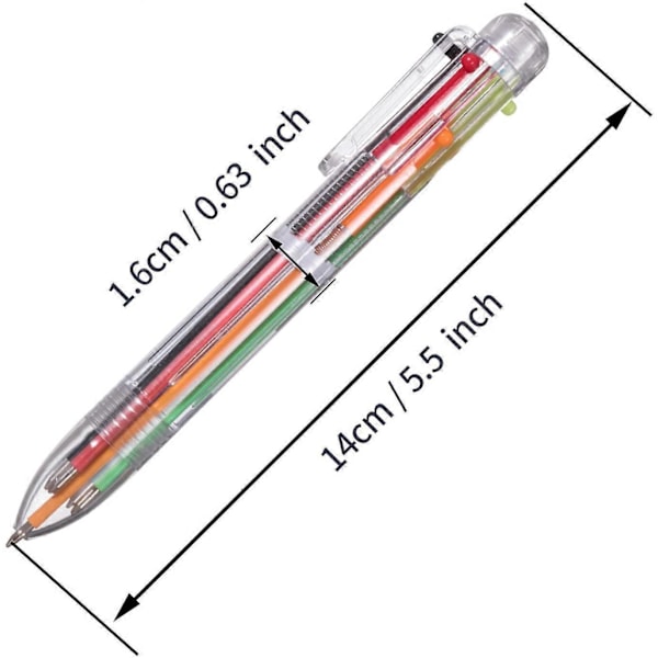 22 Pakke 0.5mm 6-i-1 Flerfarget Kulepenn 6-Fargers Uttrekkbare Kulepenner for Kontor Skoleutstyr Studenter Barnegave