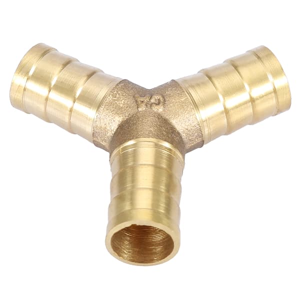 Messing Y 3-vejs slangestudsforbindelse til luft, vand, gas OD (12mm, 2 stk.)