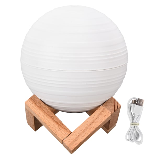 3D-trykt Saturn-lampe LED-luftfugter 300 ml kapacitet USB-opladning 3 farver sengebord natlys