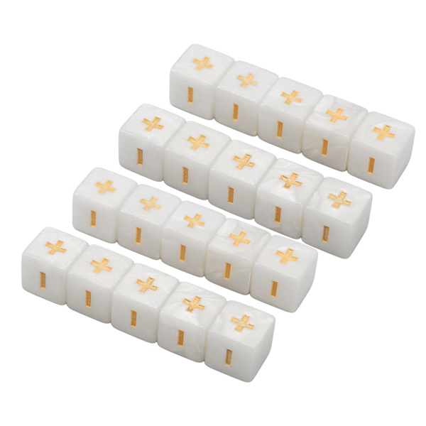 20-pack tärningar med plus- och minustecken, 16 mm, matematiska operationer, tärningssats för spädbarnsutbildning, vit
