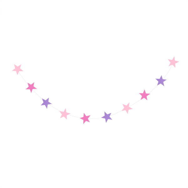 Feststjerneguirlande Papir Pentagram Banner Bunting Hængende Ornament Hjemmeindretning (Pink & Purple)