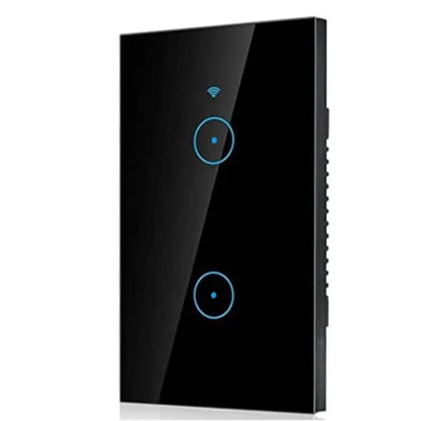Wifi Smart Touch Panel 2 Gang for Tuya APP Telefon Fjernkontroll Stemmetidsfunksjon Smart Lysbryter for Hjem Svart