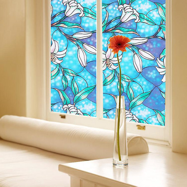 200 X 45cm PVC Statisk Glas Självhäftande Fönsterfilm - Liljefärg