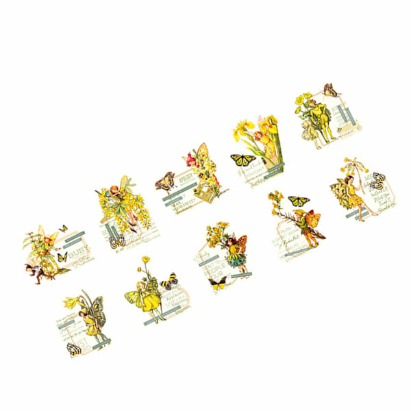 30 ark vintage fe-stickers, blomster fe-stickers til scrapbog, junk journal-artikler, DIY-håndværk, album, bærbare computere, gule