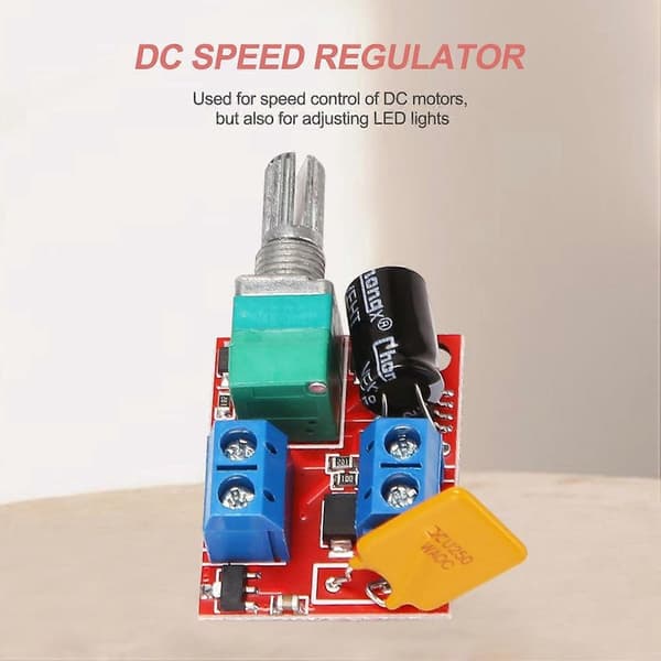 Mini PWM hastighetskontroller for 3/6/12/24/35V DC-motorer, 90W, 5A, for LED-er