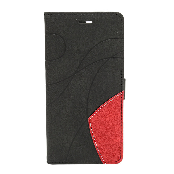 PU - läder Flip Wallet Phone case 2 Färg Splits Stötsäkert Telefon Skyddsfodral Case för Samsung S21 Ultra Black