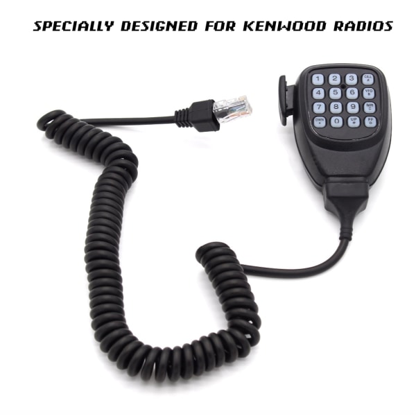 8-stifts 50 cm mikrofonkabel för Kenwood Radio Svart