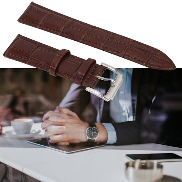 Universal Herr Dam Justerbar PU Läder Watch Band Ersättning 20mm Brun