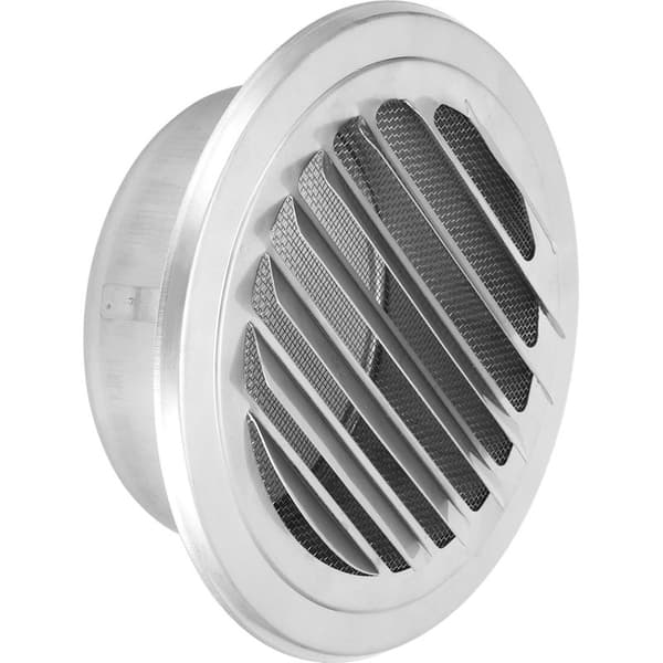 Flad Ventilationsrist til 125 mm Kanal i 304 Rustfrit Stål, Vindtæt og Insektfri