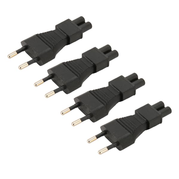 4 stk. EU-stik han til IEC320 C5 strømadapter 2,5A 250V Plug and Play strømstikadapter EU-stik 100‑250V