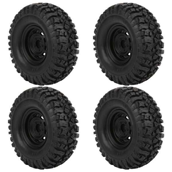 4 kpl 1/10 kauko-ohjattavat 1,9 tuuman alumiinivanteet ja 115 mm kumirenkaat D90/F350/SCX10 musta