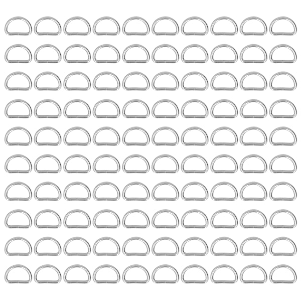 100 stk. D-ringe - robuste, holdbare, blanke, brede anvendelse, falmefri, nem montering - metal D-ringe - sølv