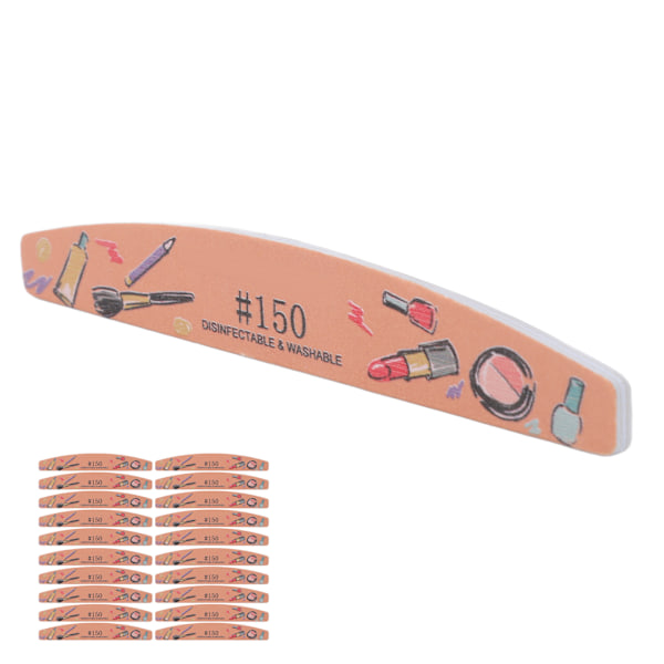 20 st Nagelfil Dubbla Sidor Manikyr Nagelfil Tvättbar Återanvändbar Professionell Half Moon fingernagelfil Nail Art Tools 150 Grit