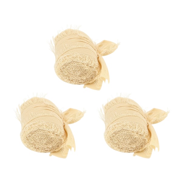 Frans Chiffong Silkesband Ren Färg Handgjord Bukettband Handfärgat Bärbart Chiffongband för Bröllops-DIY-hantverk Beige