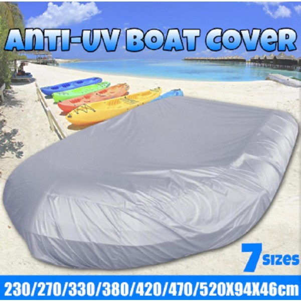 Waterproof Dustproof UV Resistant Inflatable Boat Cover - Universal Fit 520*94*46cm grey