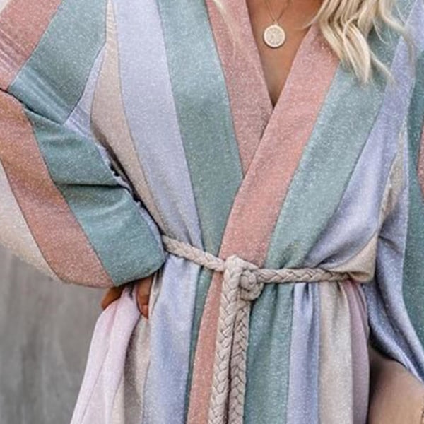 Retro vindjakke med fargede vertikale striper for kvinner XL rosa