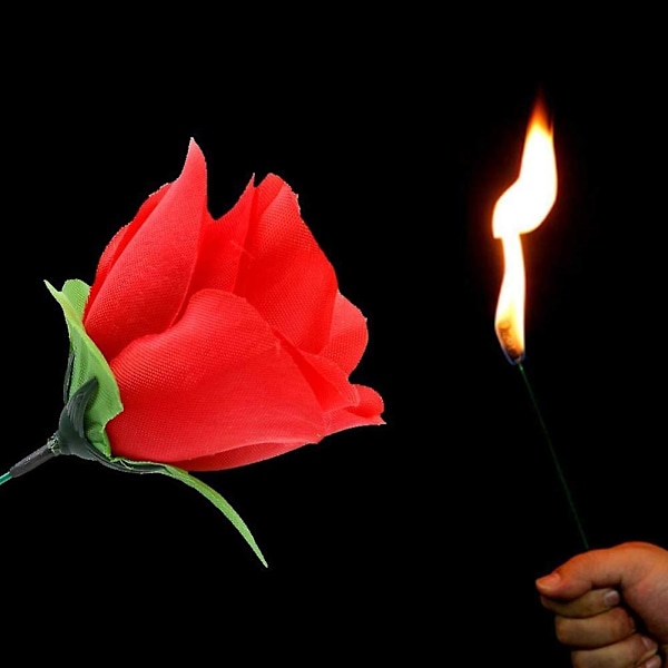 Fire Magic Torch til Roseblomst-Triks Profesjonelle Magikerrekvisitter Mentalisme for Bryllup Gateforestillinger