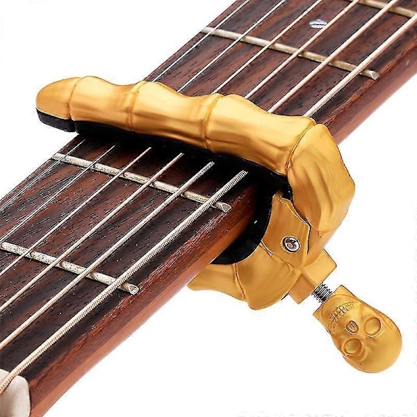 Skull Fingers Design Capo Tillbehör Portabel För Akustisk Elgitarr Ukulele Ny Zekai Guld