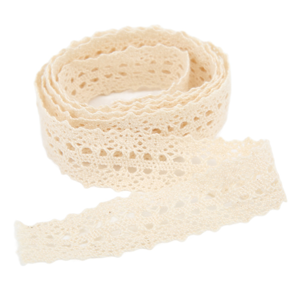 Spetskant 20 meter lång 2,3 cm bred utsökt mönster hudvänlig hållbar bred applikation vit spetsband beige