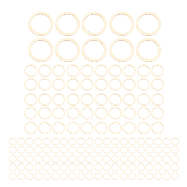 205 stk uferdige treringer 5 størrelser Lett Robust utjevning Enkle trekransringer for håndverksdekorasjon