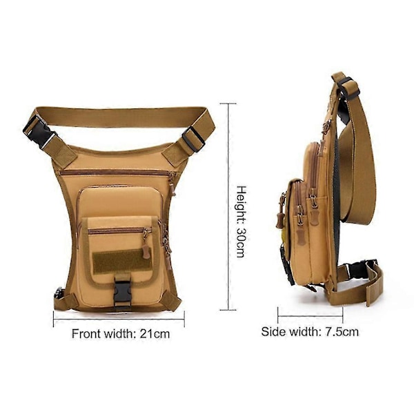 Herre Canvas Lårlommeveske Midjeveske Multifunksjonell Slitesterk Justerbar Spenne Fanny Pack Stor Kapasitet Utendørs Verktøyveske Zekai khaki