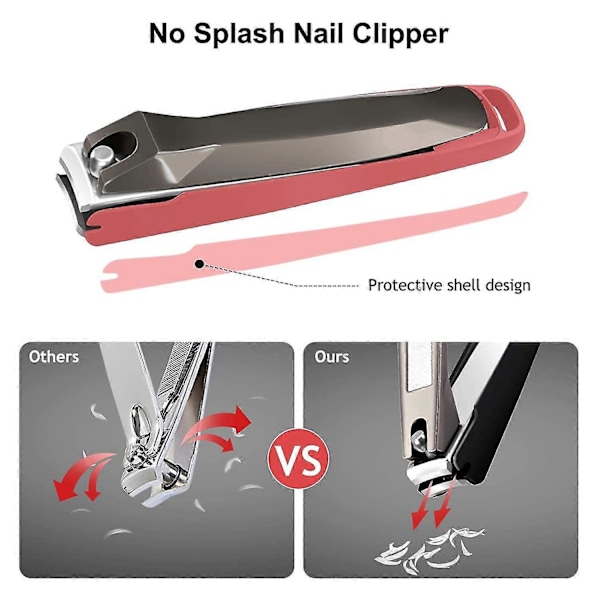 Nagelklippare med uppsamlare, 2 st Finger- och tånagelklippare set, Stänksäker nagelklippare med nagelfil, Tå- och fingernagelklippare för män och kvinnor