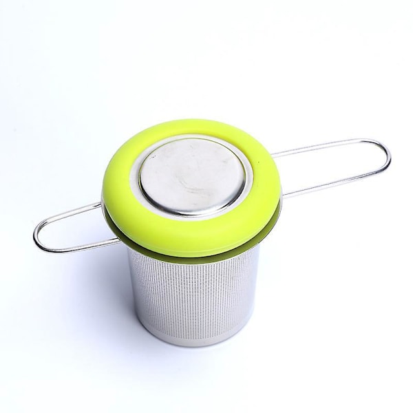 Sammenklappelig Teinfuser i Rustfrit Stål med Fint Masket Filter til Løse Blade Te og Kaffe Grøn Farve