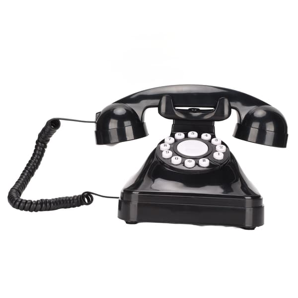 Retro Telefon Klassisk Knapskive Dekoreret Fastnettelefon til Hjemmekontor Sort