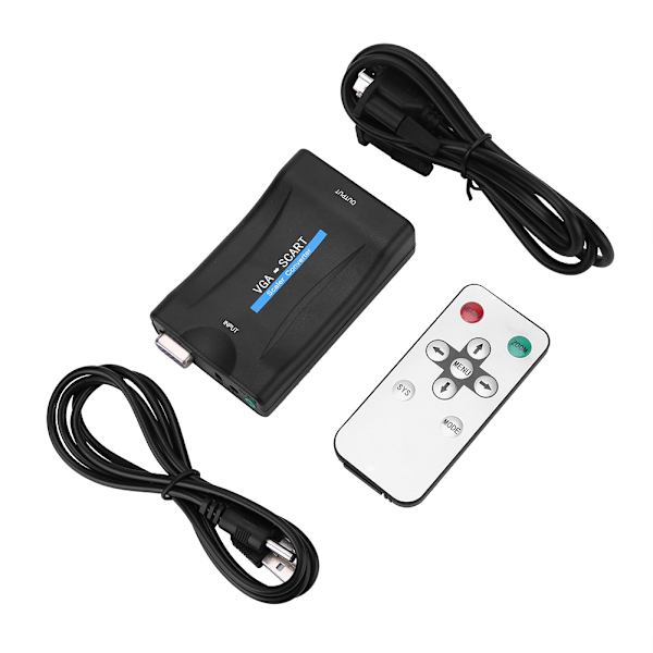 VGA till SCART Video Audio Converter Adapter USB med fjärrkontroll