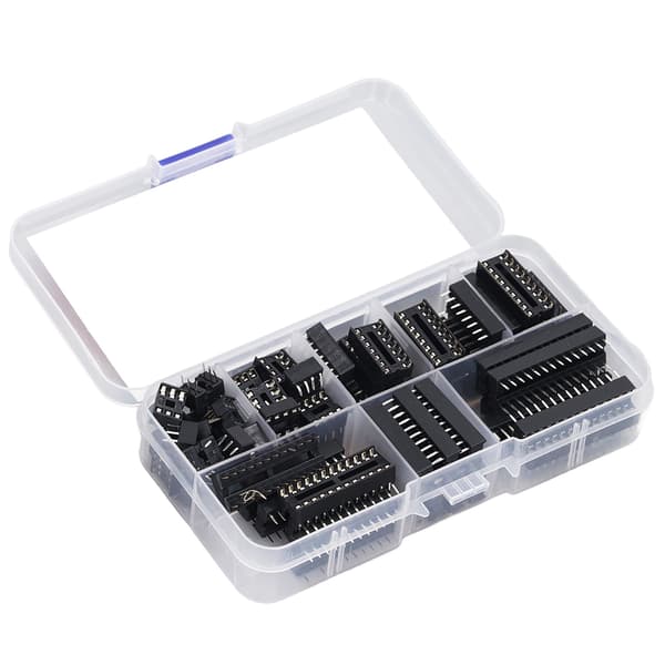 66 stk. IC-chip-sokkel isoleret plast fladstift IC-sortimentssæt kredsløbskomponenter 6P til 28P