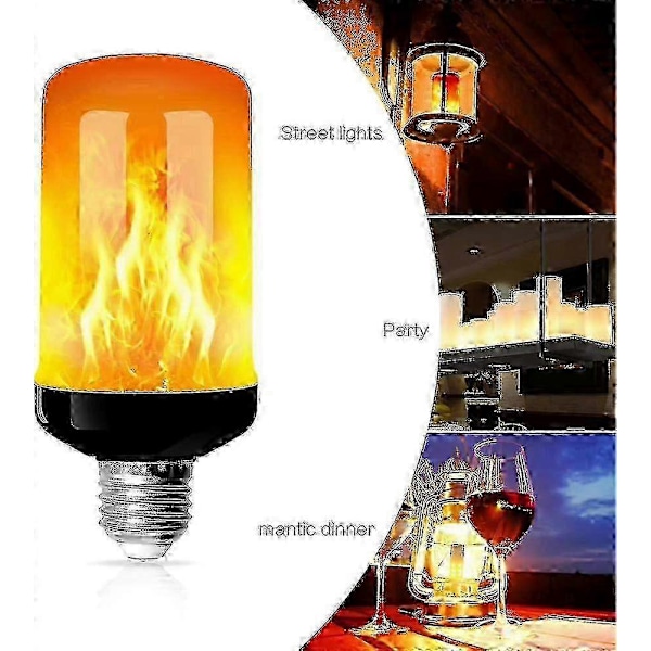 4-pack E27 Flamljuslampor 4W Bas LED Flam Effekt Lampor 4 Ljuslägen Dekorativa Inomhuslampor för Hem Trädgård Fest