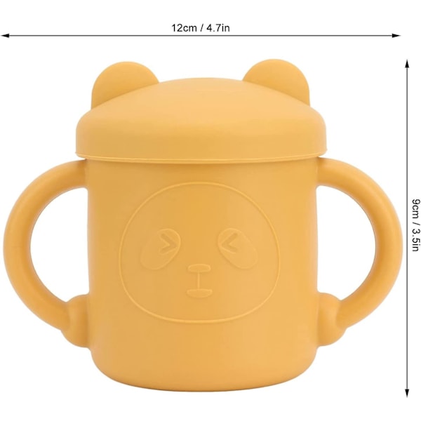 5 stk Holdbare Silikon Baby Sippy Cups Enkle Grep Sølsikker Trening Gul