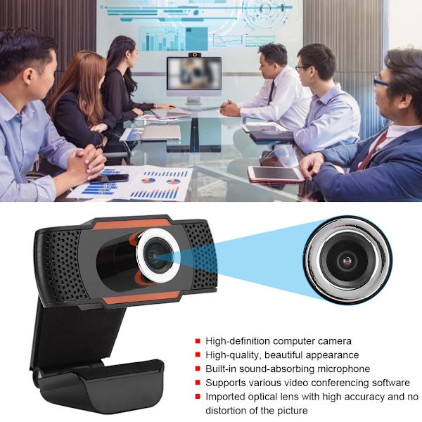 Autofokus computerkamera 2 millioner pixels indbygget lydabsorberende mikrofon USB-webcam