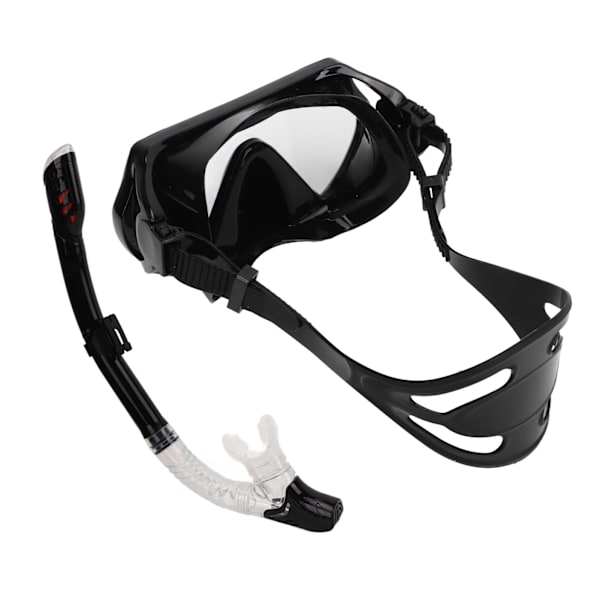 Justerbart snorklesett for voksne, snorkelbrille og pustetube, snorkleutstyr for voksne til svømmetrening, svart