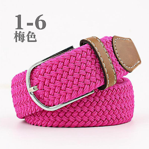 Casual Stretch Woven Elastisk Midjeband Bälte för Män och Kvinnor Rose 107cm