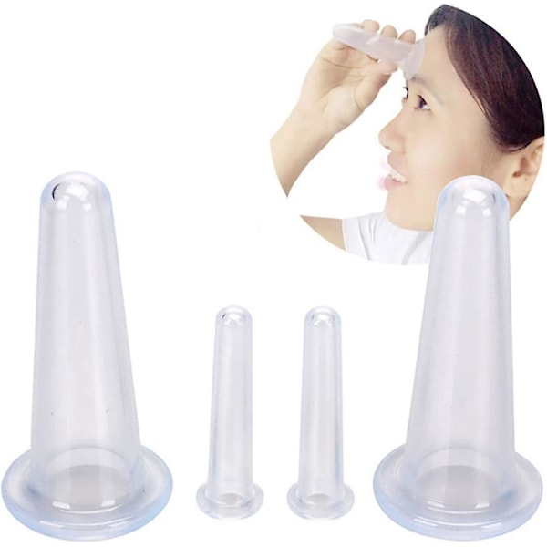 Cupping Terapi Sæt Cellulite Massager 4 stk./pakke Silikone Ansigts Cupping Sæt Ansigts- og Øjen Cupping Massage Kit Vakuum Massage