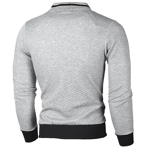 Grid Zip Up Mænds Vinter Cardigan Frakke Yderbeklædning Bomberjakke - Lysegrå