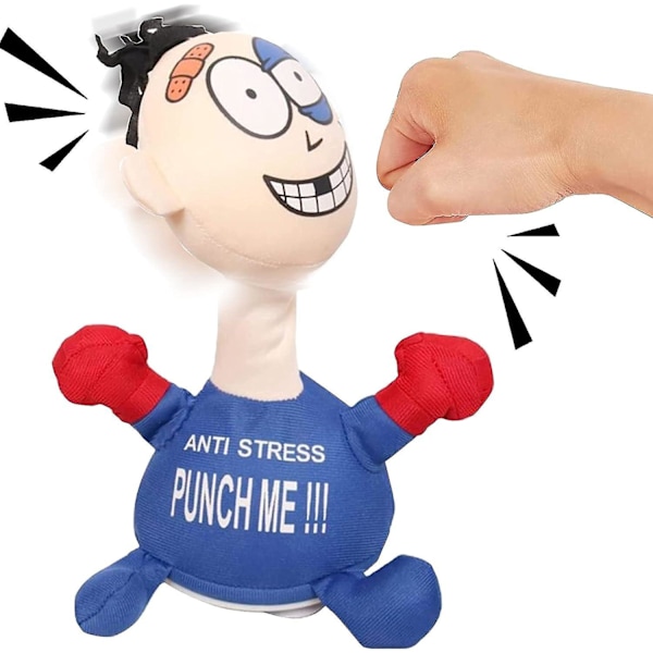 Anti-stress Punch Me Doll - Funny Soft Toy Gift for Teens, Boys, Girls, and Adults (Blue)