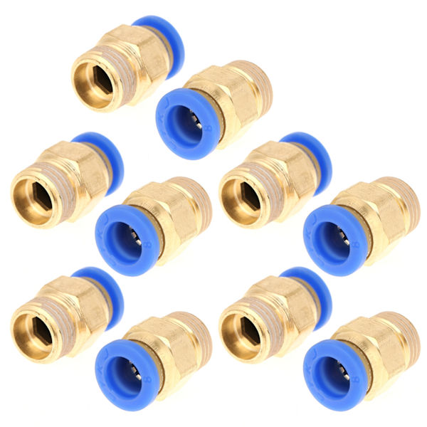 10 stk pneumatisk hurtigkobling Luftfittingsadapter 8mm diameter gjenge 1/4BSP sett