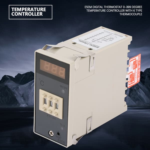 E5EM Digital Termostat 0-399 Graders Temperaturregulator Med K-Typ Termoelement
